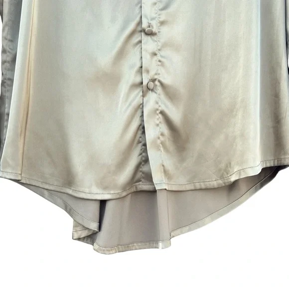 Kat The Label | Satin Pajama Shirt Olive | M - Picture 7 of 13
